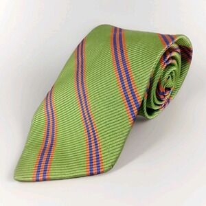 VINTAGE GOLF SHOP ROBERT TALBOTT HAND Sewn SILK NECK TIE REPP STRIPE Avocado